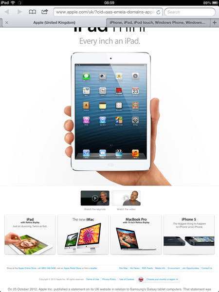 Apple homepage