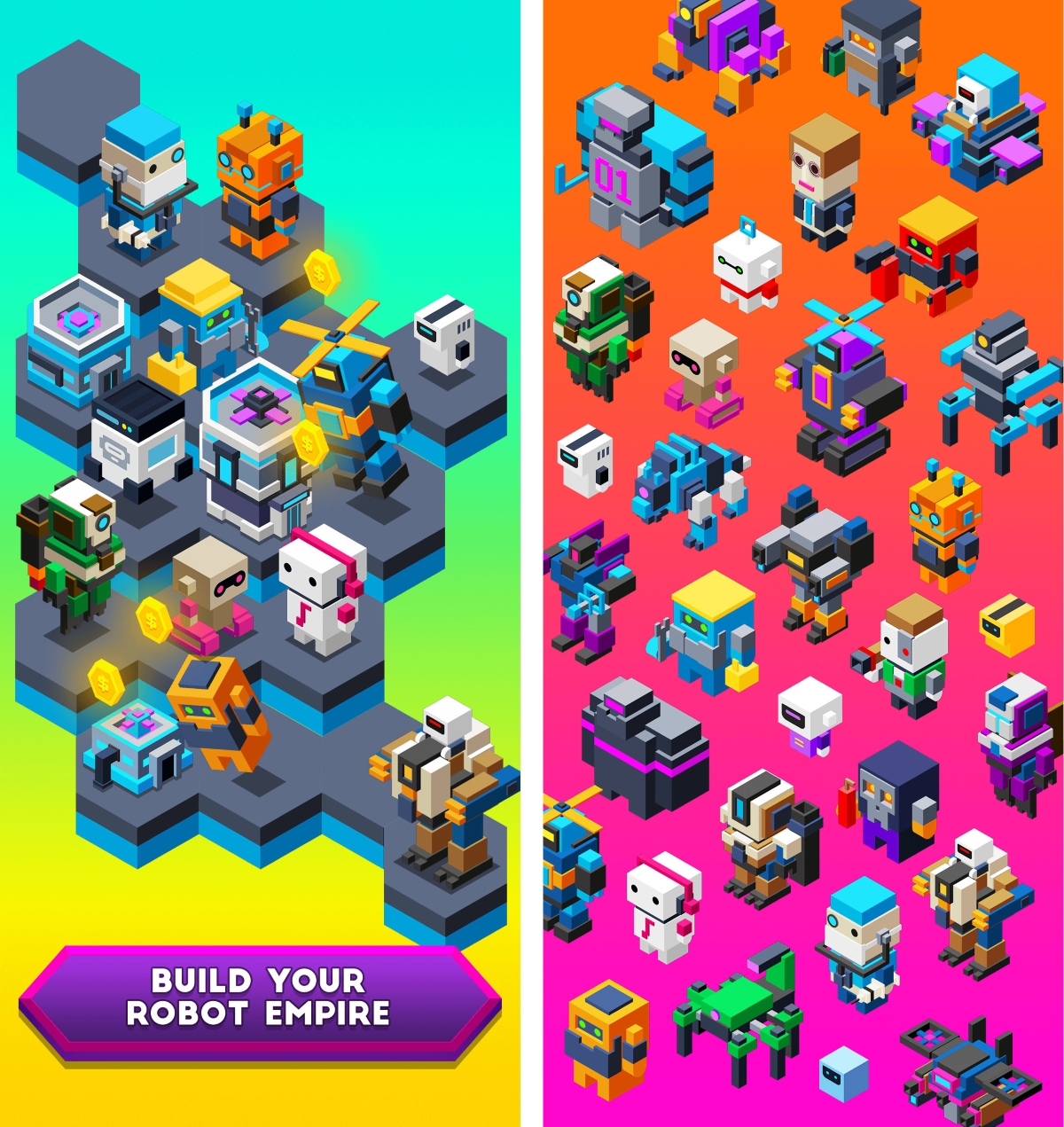 Robot Merge iOS App Store Artwork Loads of Robots