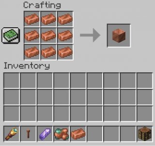 Copper block recipe in Minecraft