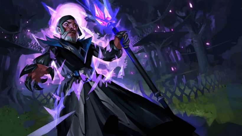 An image of a gnomish wizard wearing dark clothing and wielding a staff.