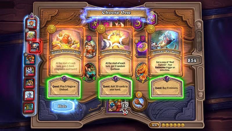 Screenshot en anglais de quêtes des champs de bataille de Hearthstone
