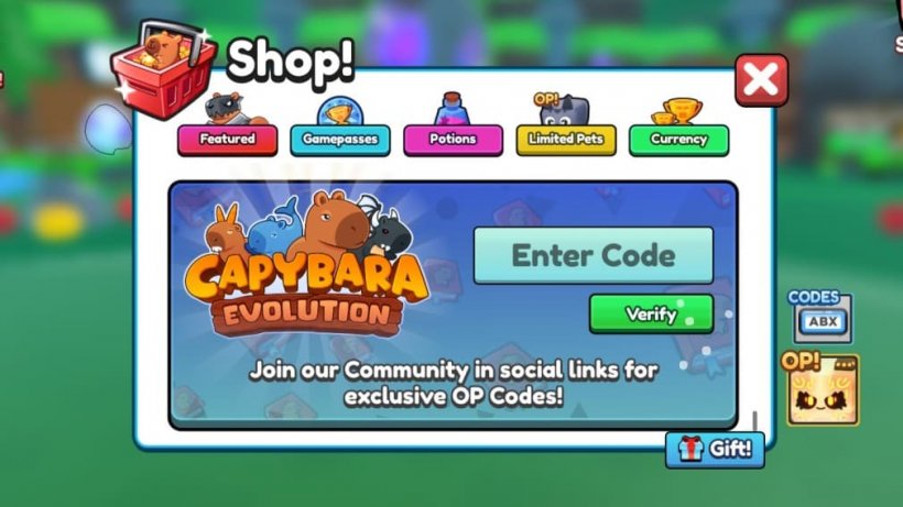 capybara evolution code redemption page