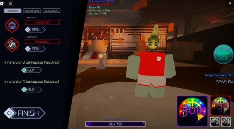 Jujutsu Infinite page where you can see the fungal capabilities equipped