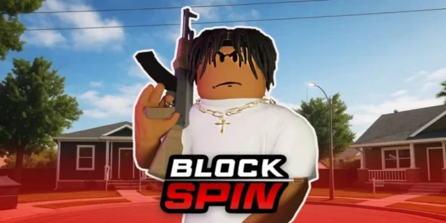 BlockSpin Roblox codes artwork with armed characters