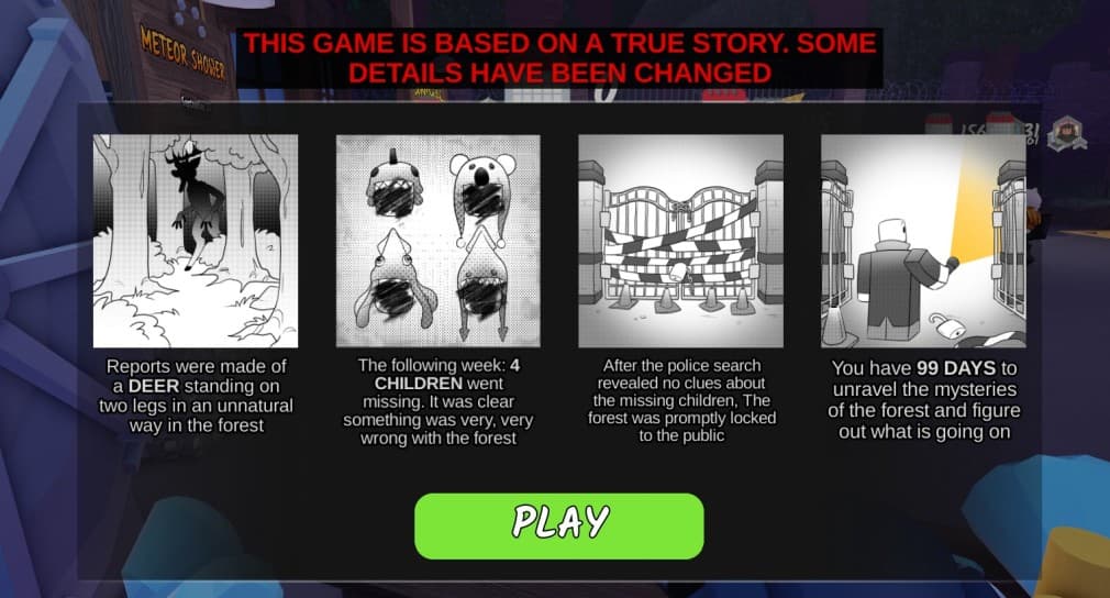 the introduction and backstory of 99 nights in the forest which claims to be based on a true story