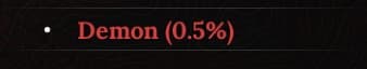 demon race with 0.5% drop chance