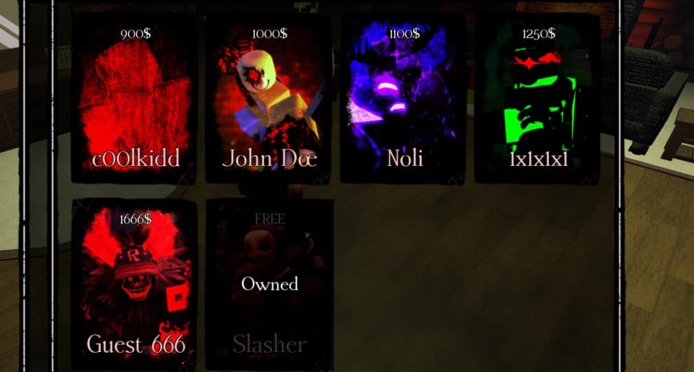 list of available killers