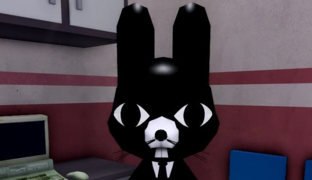 black cat secret agent character in a tux 
