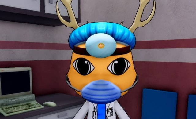 surgeon class character dressed as surgeon with mask and antlers