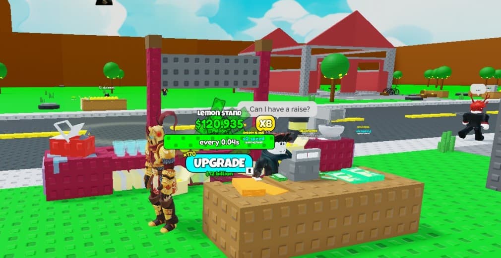 character standing next to the lemon stall