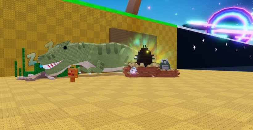 steal an egg secret dinosaur egg next to a sleeping t-rex