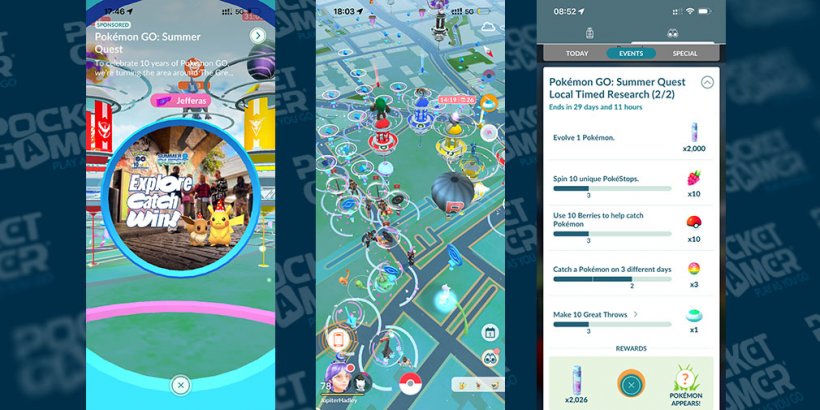 In-game Pokemon Go Summer Quest Screenshots