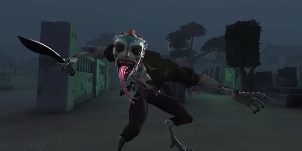 Evil Reptilian sticks their sizeable tongue out while wielding a giant blade in a graveyard