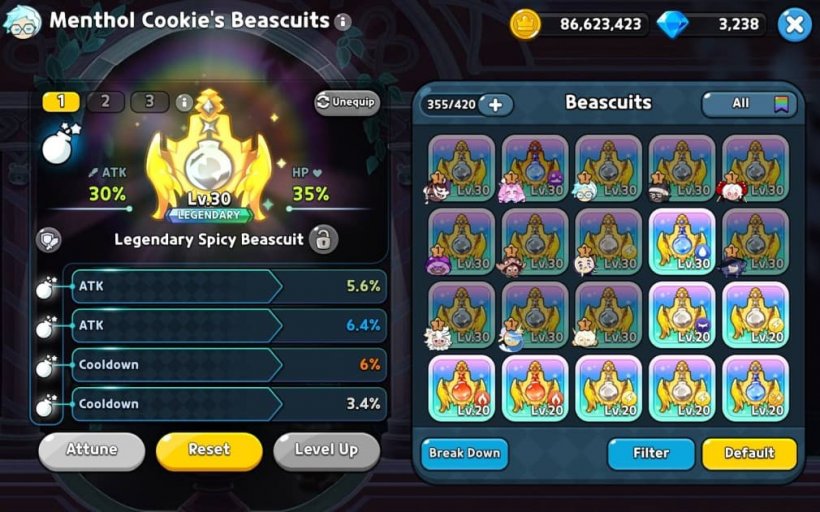 menthol cookie beascuit with damage and cooldown
