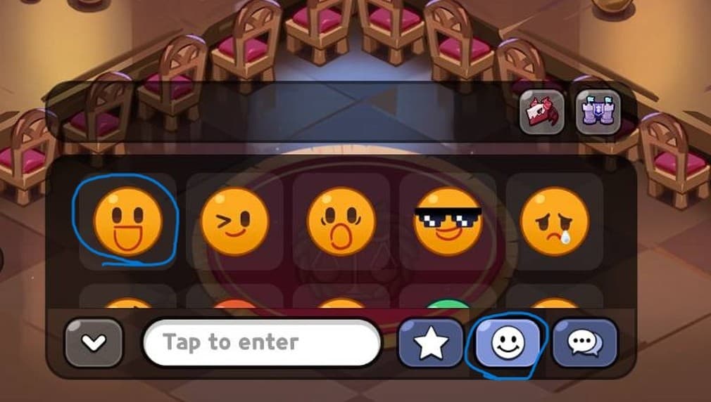 laughing emoji along with other emojis in guild hall