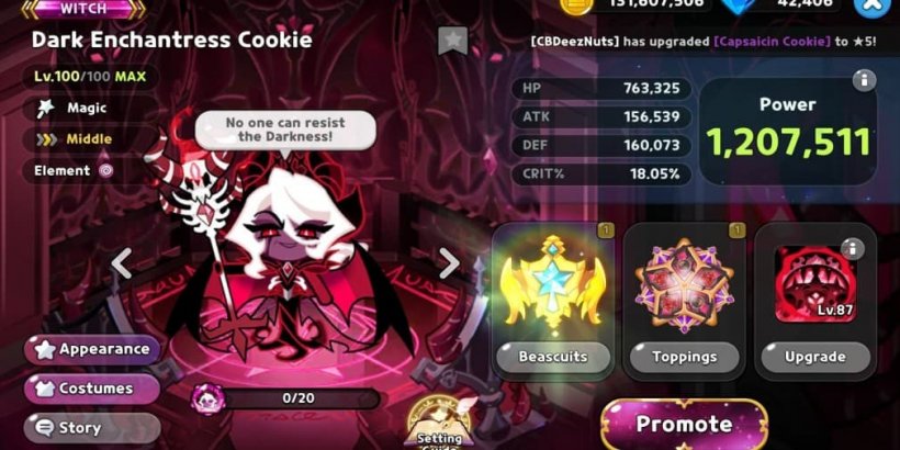 Cookie Run Kingdom: Dark Enchantress Cookie Toppings and Beascuits guide