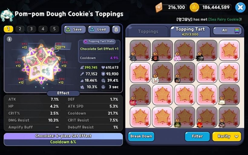 mix of resonant and regular cooldown toppings for pompom dough cookie