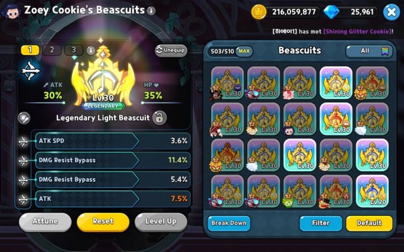 beascuit with atk and dmg resist bypass for zoey cookie