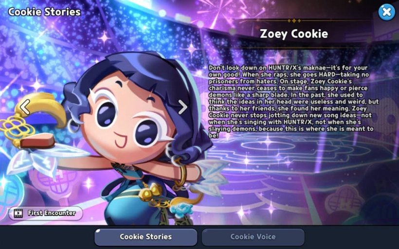 story of zoey cookie from kpop demon hunters in crk