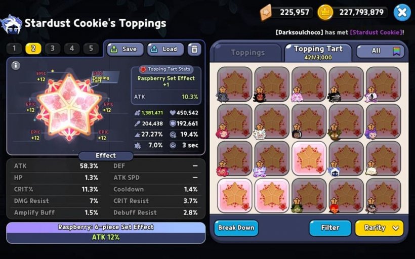 best attack toppings for stardust cookie
