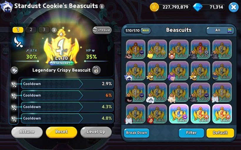 full cooldown beascuit for stardust cookie