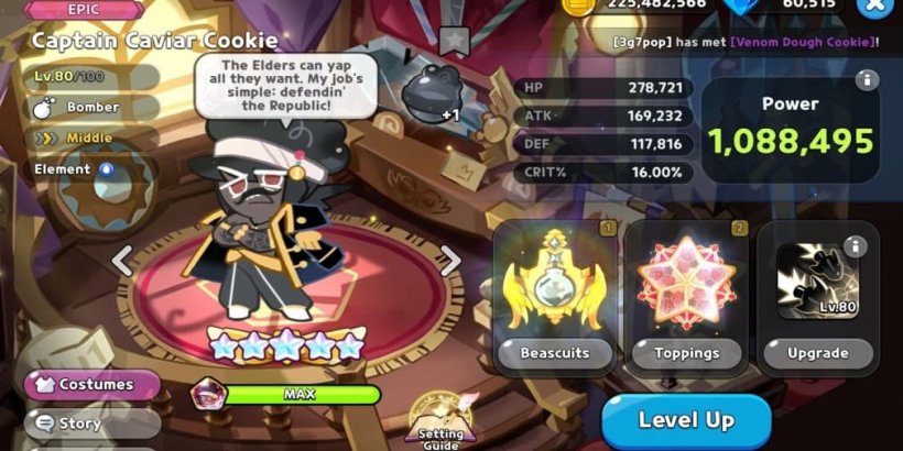 Cookie Run Kingdom: Captain Caviar Cookie Toppings and Beascuits guide