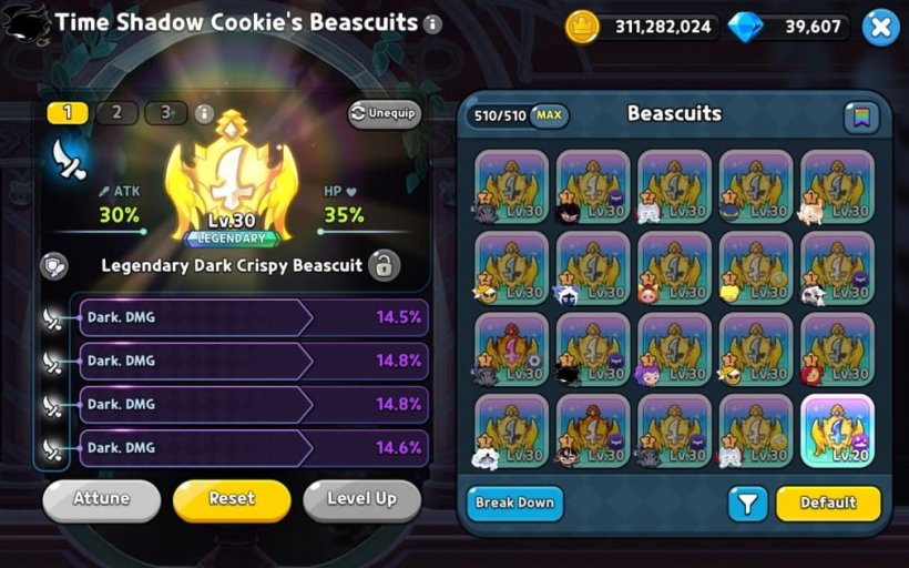 best full dark damage beascuit for time shadow cookie in cookie run kingdom