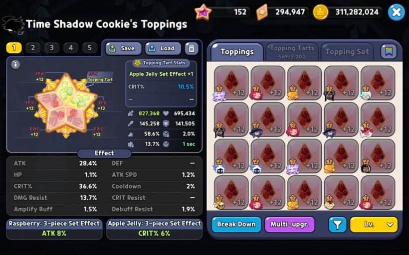 the best mixed toppings for time shadow cookie in cookie run kingdom