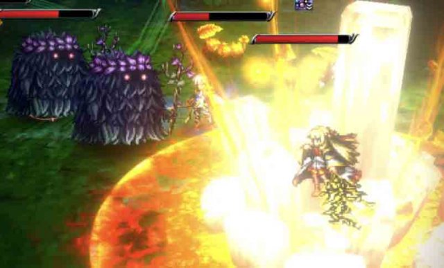 a blond-haired healer casting a spell with a red circle underneath her
