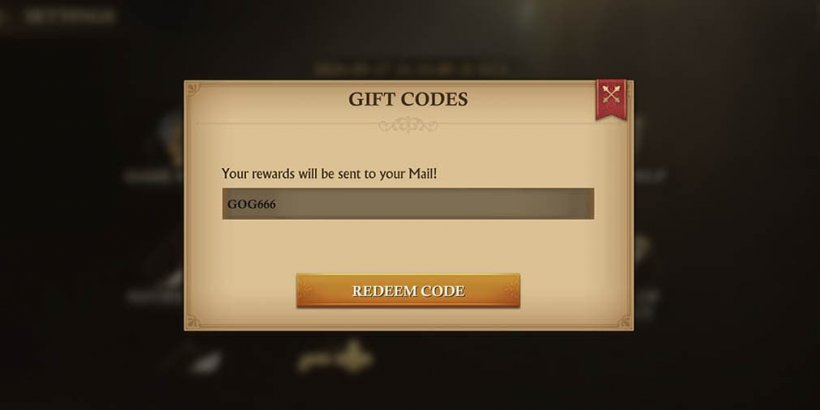 gift code redemption screen