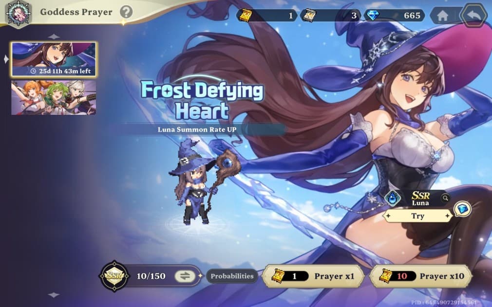 luna the witch in the rate up banner in goddess order