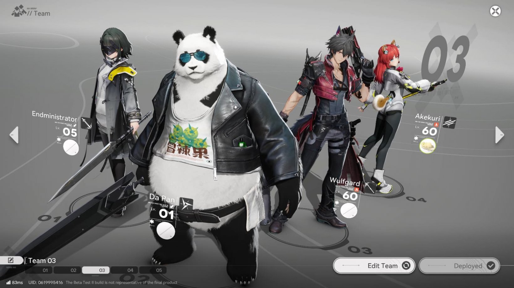A depiction of various characters from Arknights: Endfield including a panda wearing sunglasses