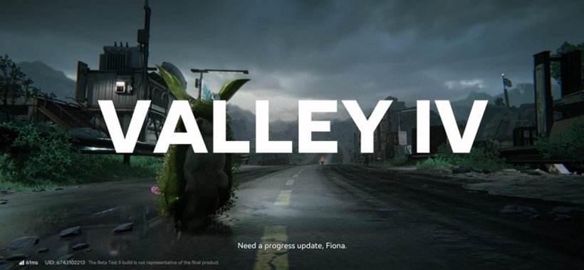 A strange grass-like bunny rabbit sits on a tarmac road, the text overlaid reads 'Valley IV'