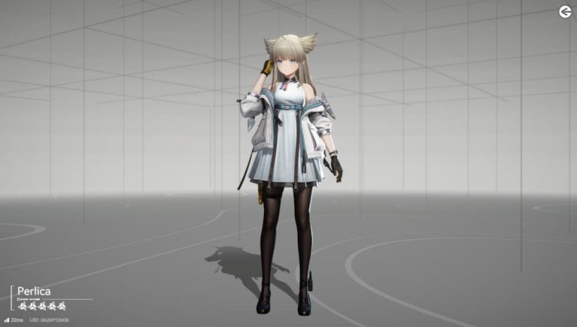 perlica blonde girl with feathered ears standing up