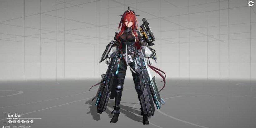 red haired girl ember with full body armour and a metal halo