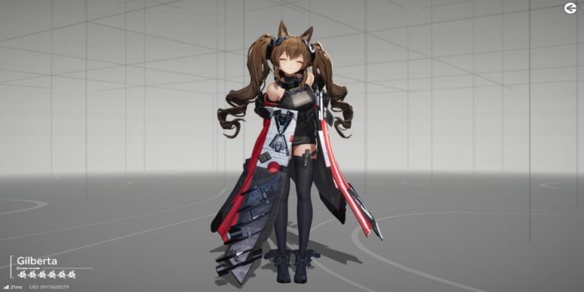 gilberta the fox-like character with red and black clothes and two curly ponytails