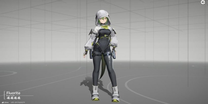 full body fluorite girl with green hair