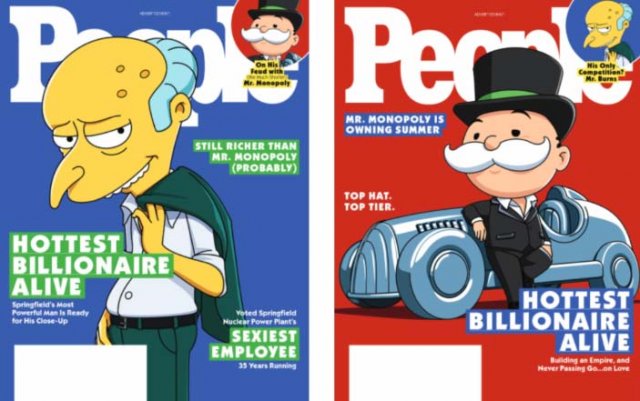 people magazine covers with mr burns and mr monopoly