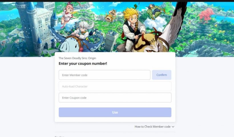 code redeem website for seven deadly sins origin