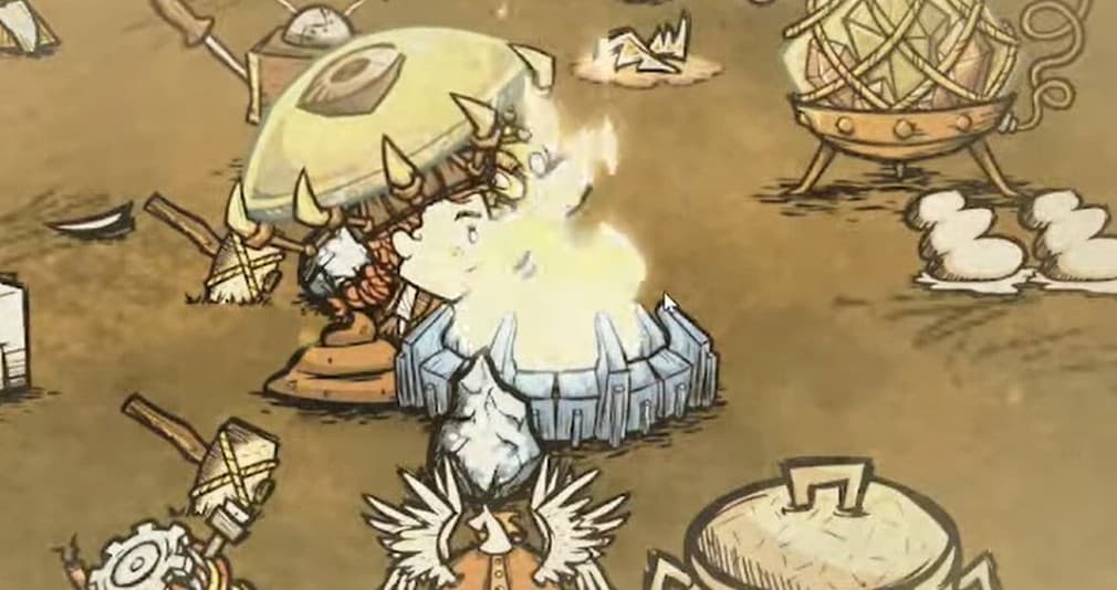 wigfrid next to endothermic fire pit in dst