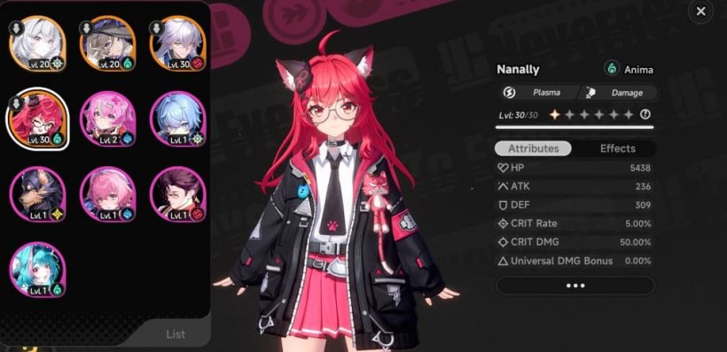 characters owned with nanally in front