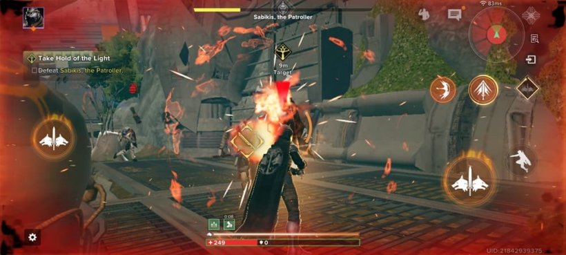 A smaller man attacks a larger creature armed with a powerful sword.