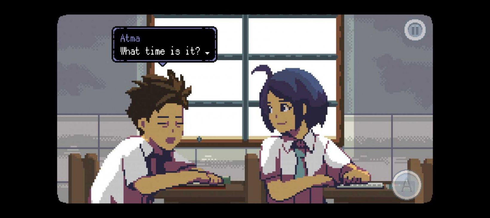 a boy and a girl talking in class