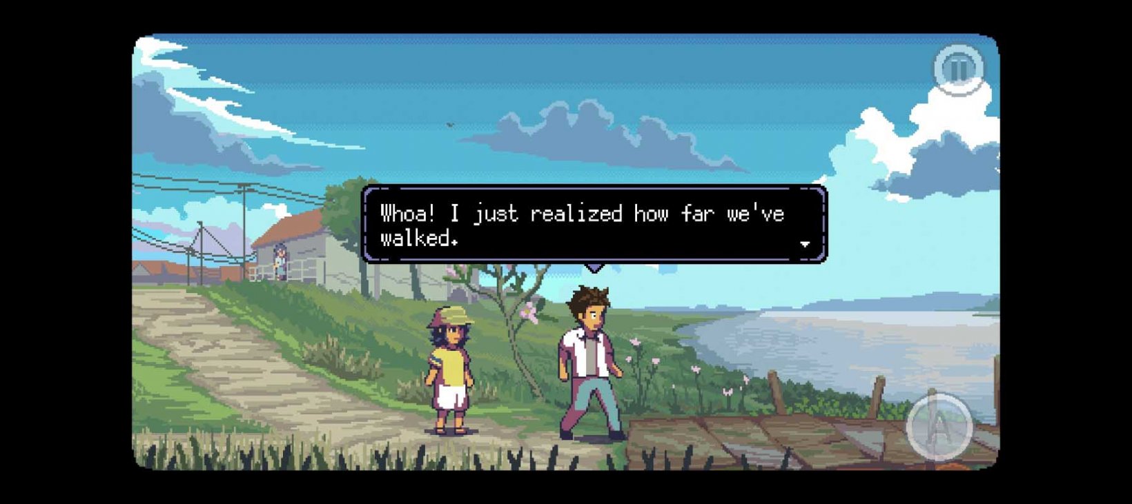 a boy and a girl walking in the countryside