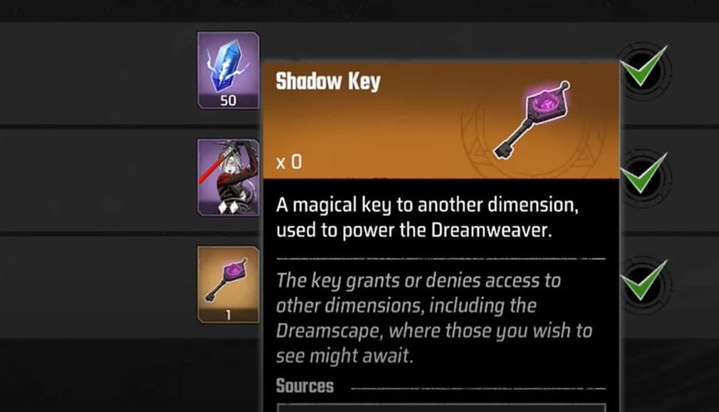 shadow keys used for summoning
