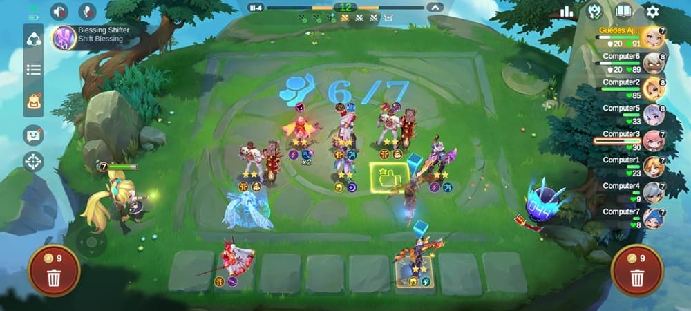 Various heroic characters are laid out on a grid where a lineup of monsters is slated to appear.