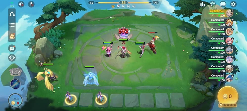 A screenshot of gameplay showing the characters battling it out.