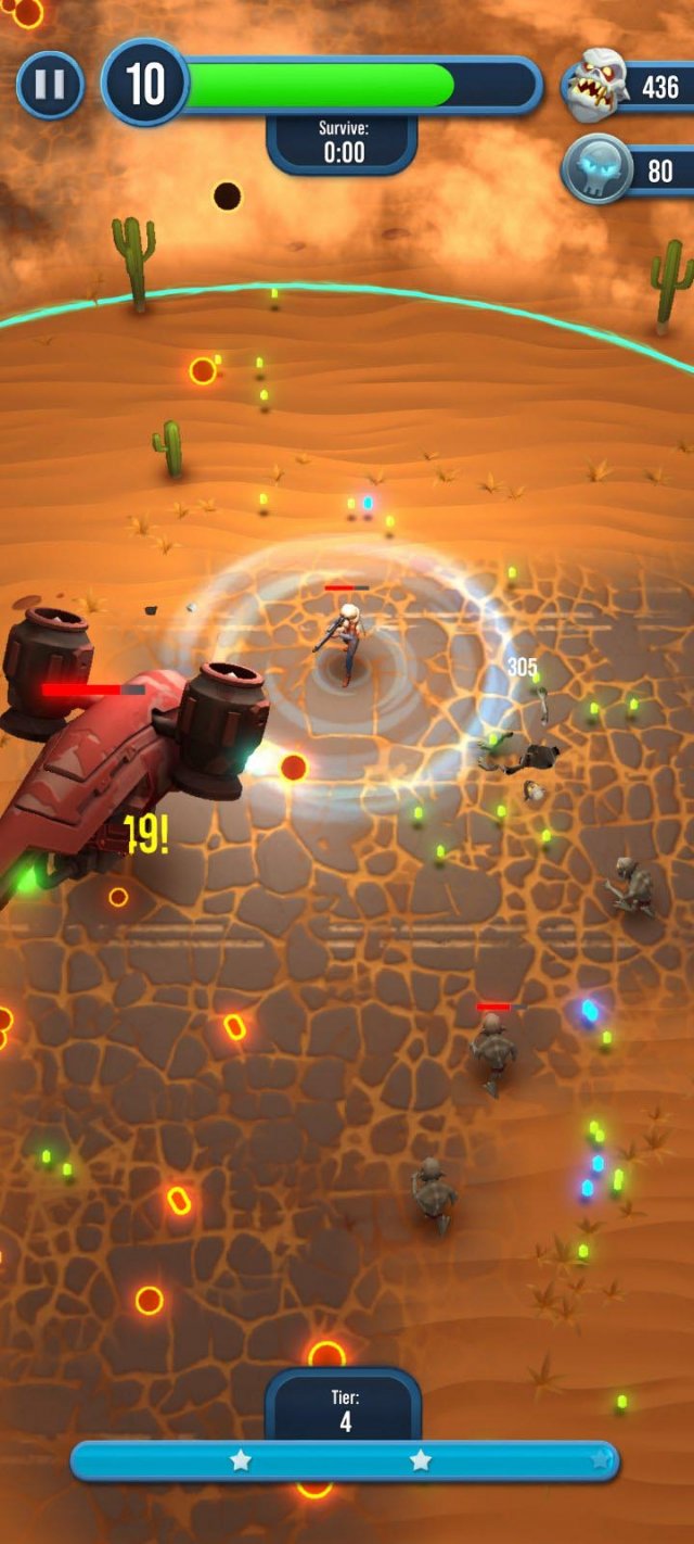 female survivor surrounded by gems and enemies