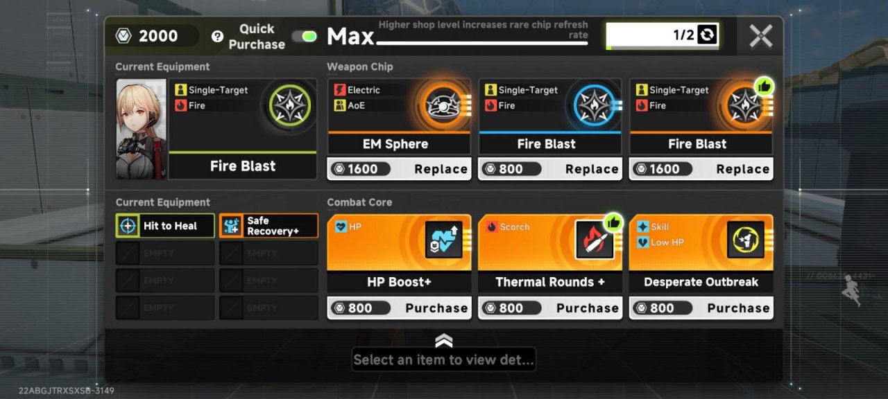 menu of roguelike skills