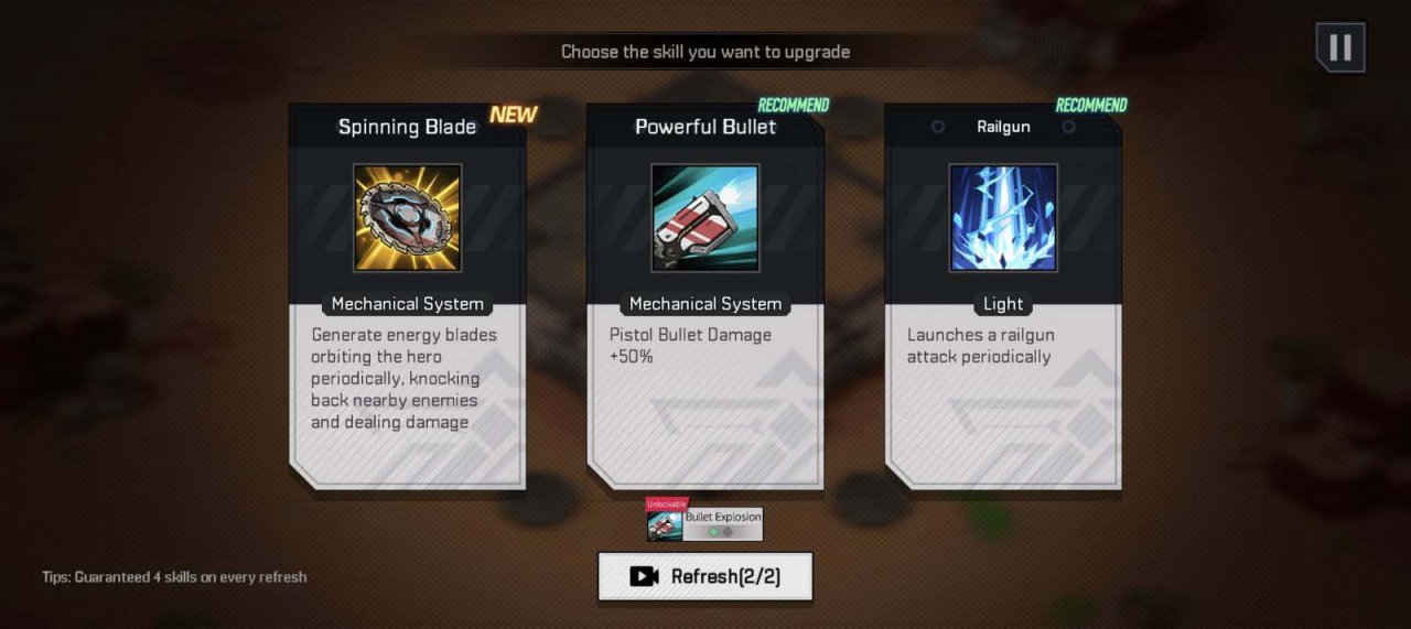 three skill upgrades